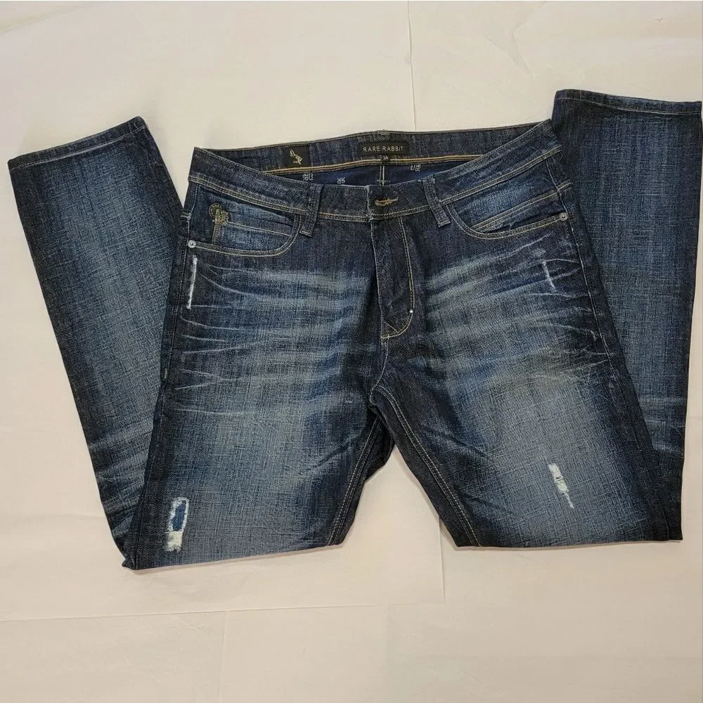 Rare Rabbit RR Be Rare MMXIV Skinny Straight Leg Dark Wash Jeans Mens 34 NWOT